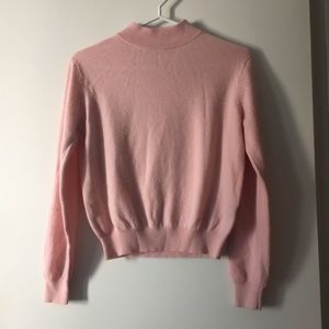 Vintage 100% Cashmere Pink Mock Neck Crop Sweater M